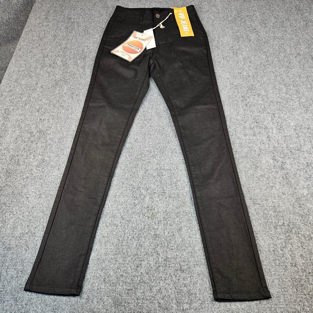 VIP Jeans Black Trouser Collection Skinny Pants V-11SBK Size 5/6‎ NEW